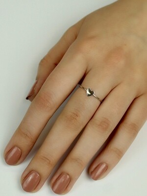 Sterling Silver Minimalist Heart Ring - NR509