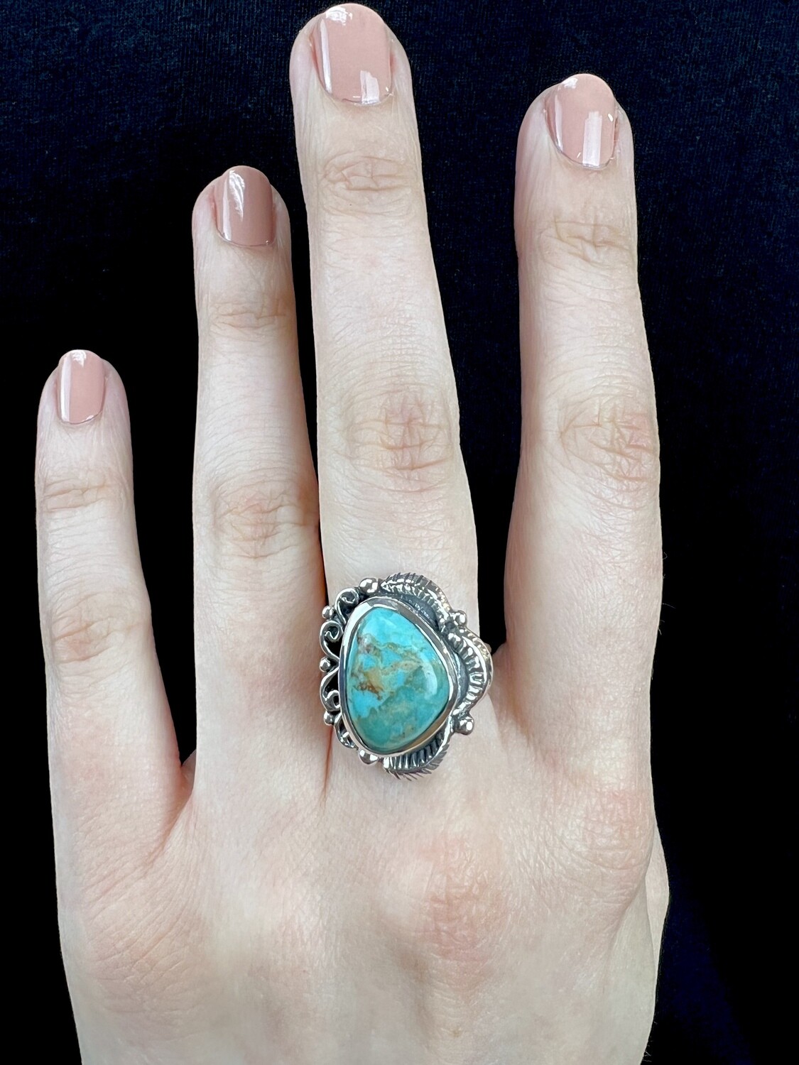 SIZE 7 - Sterling Silver Boulder Turquoise Ring - RIG7132