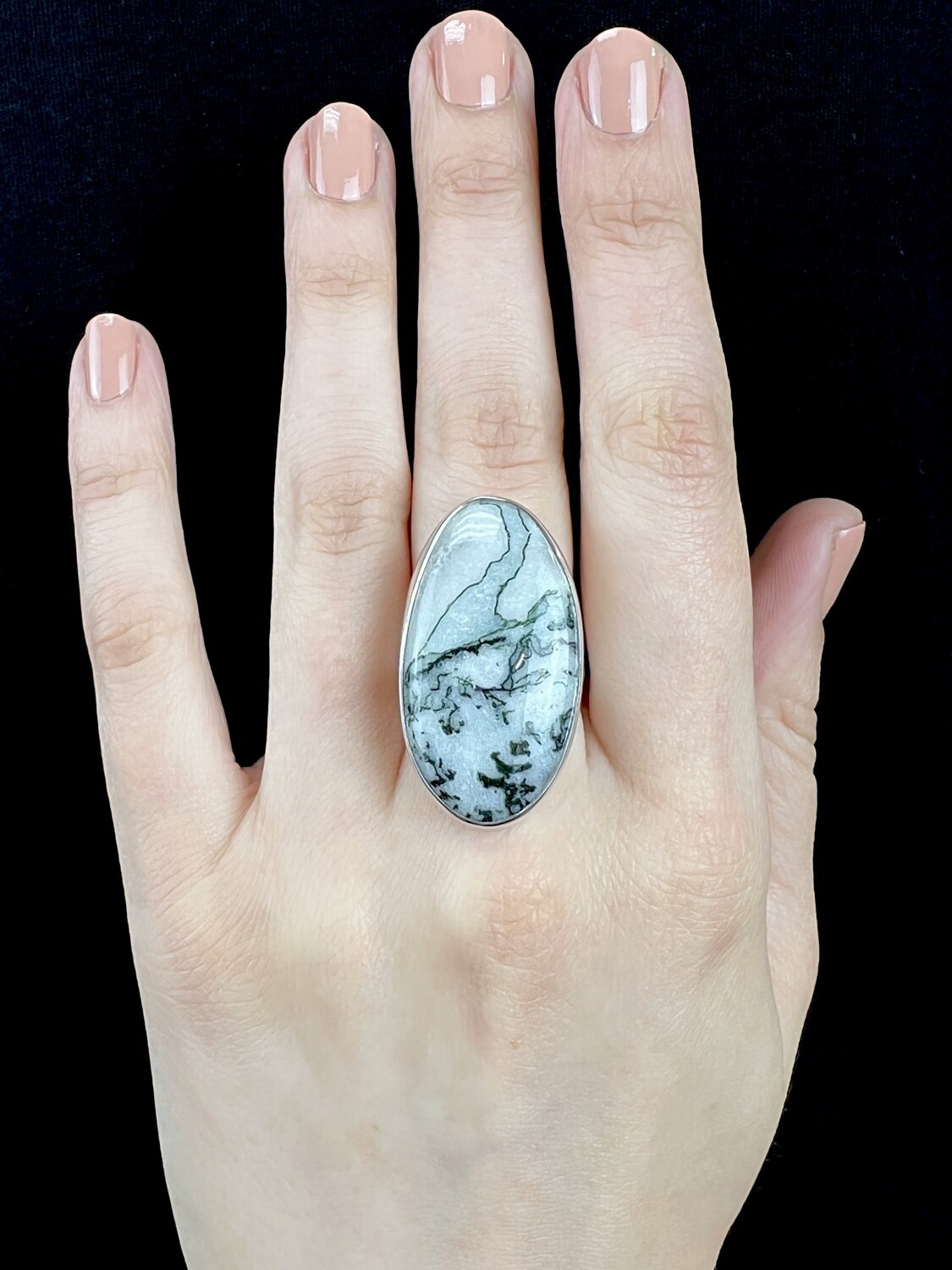 SIZE 8 - Sterling Silver Tree Agate Ring - RIG8133