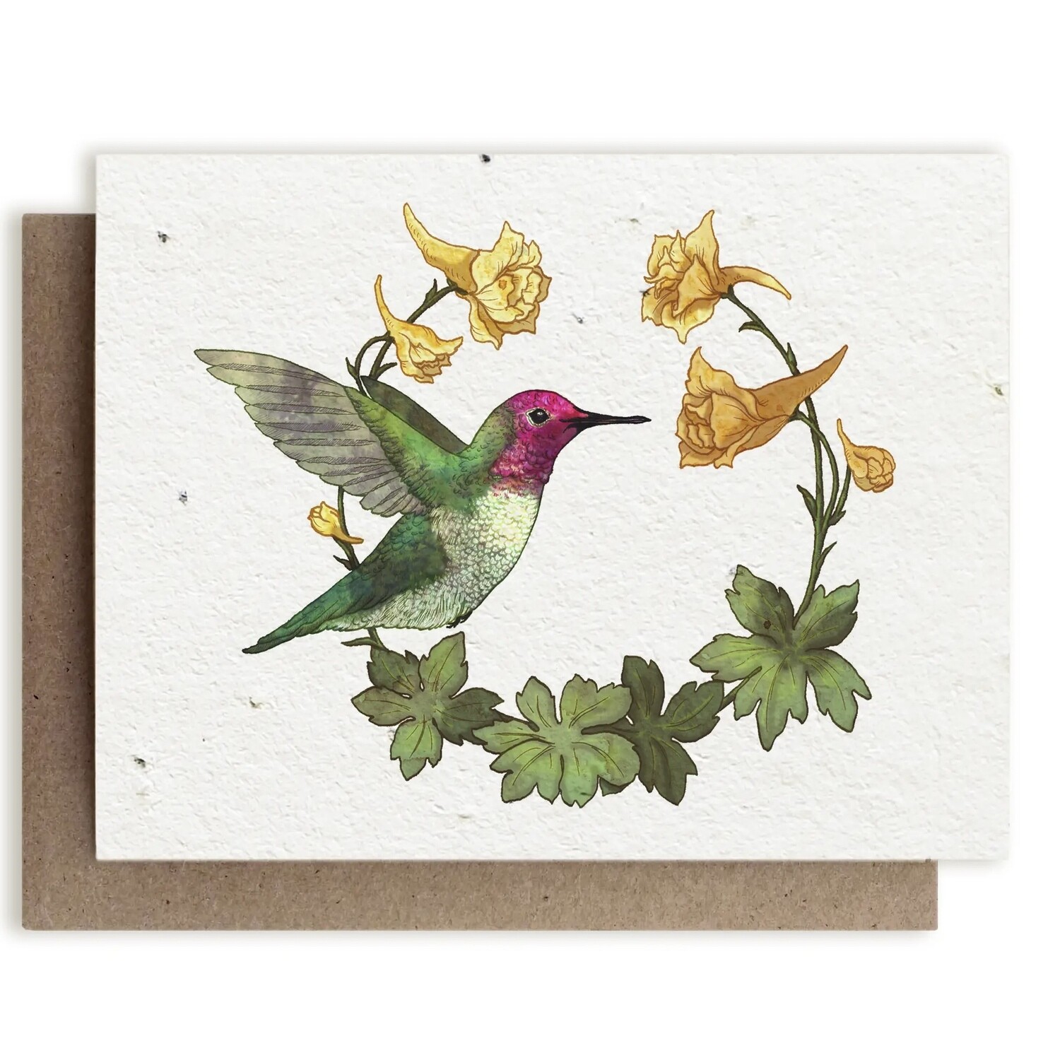 Hummingbird and Larkspur - Plantable Herb Seed Greeting Card - BC105