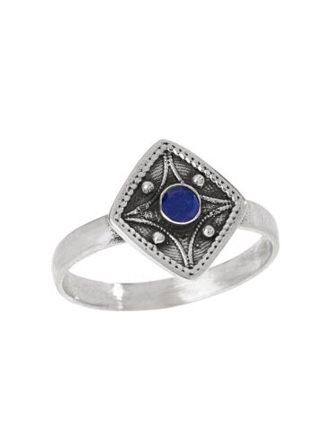 Sterling Silver Lapis Diamond Shaped Ring RTM4303