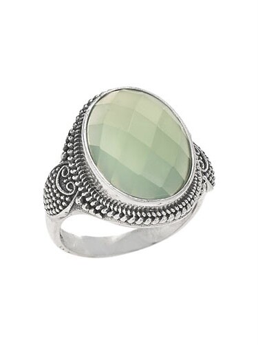 Sterling Silver Faceted Green Agate Ring - RTM3598