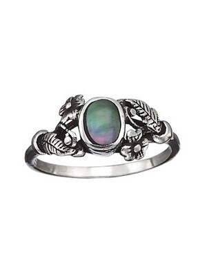 Sterling Silver Black Mother of Pearl Ring RTM3001