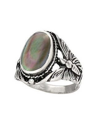 Sterling Silver Black Mother of Pearl Ring RTM2970