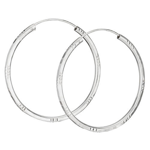 Sterling Silver Etched Hoop Earrings - ETM4565