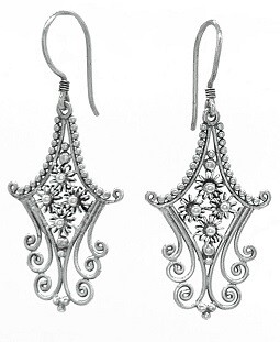 Sterling Silver Swirly Floral Earrings - ETM10226