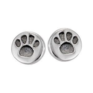 Sterling Silver Tiny Paw Print Posts - P4271