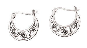 Sterling Silver Petite Hinged Flower Hoops - ETM1369