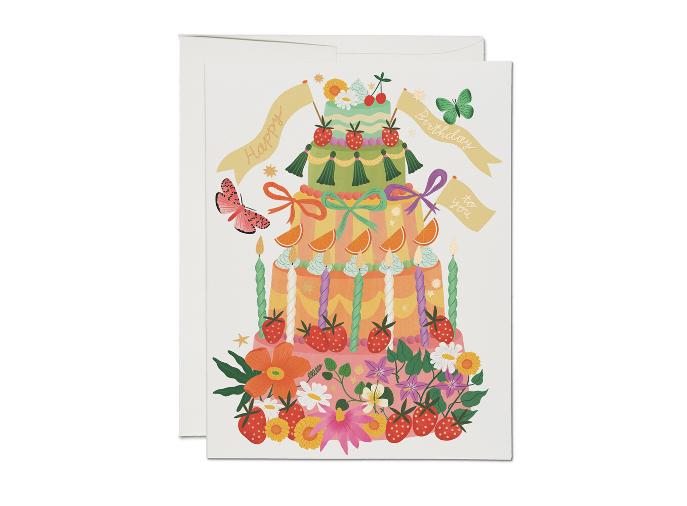 Whimsical Cake Happy Birthday Greeting Card - RC112