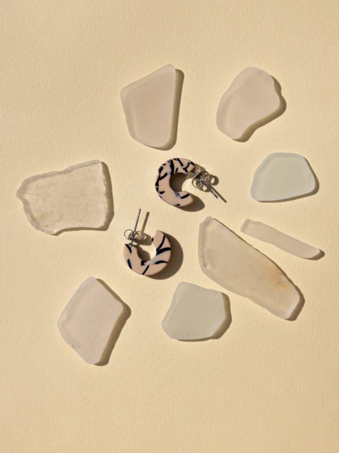 Mali Acetate Hoop Earrings - Marble