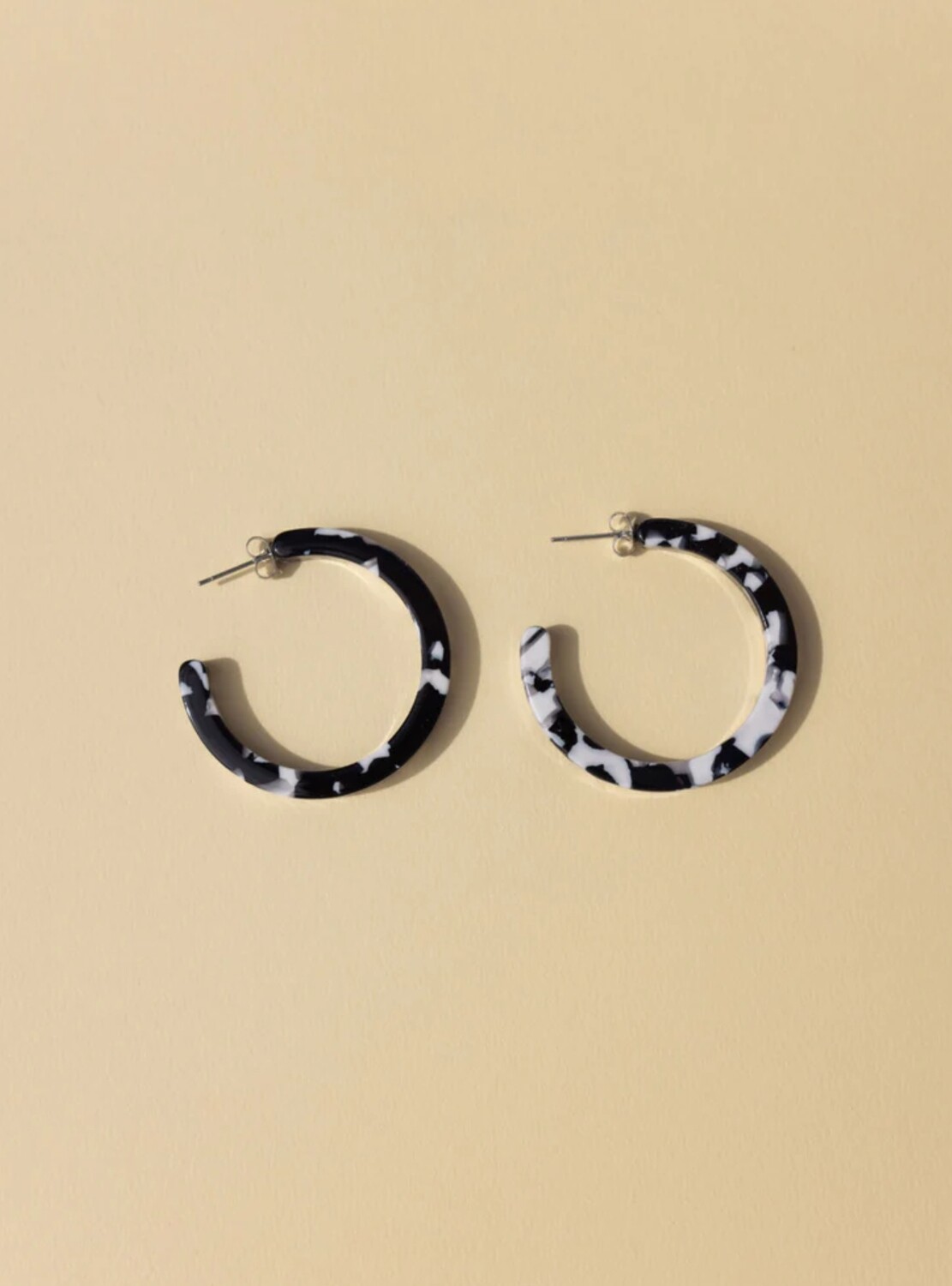 Nora Acetate Hoop Earrings - Black & White