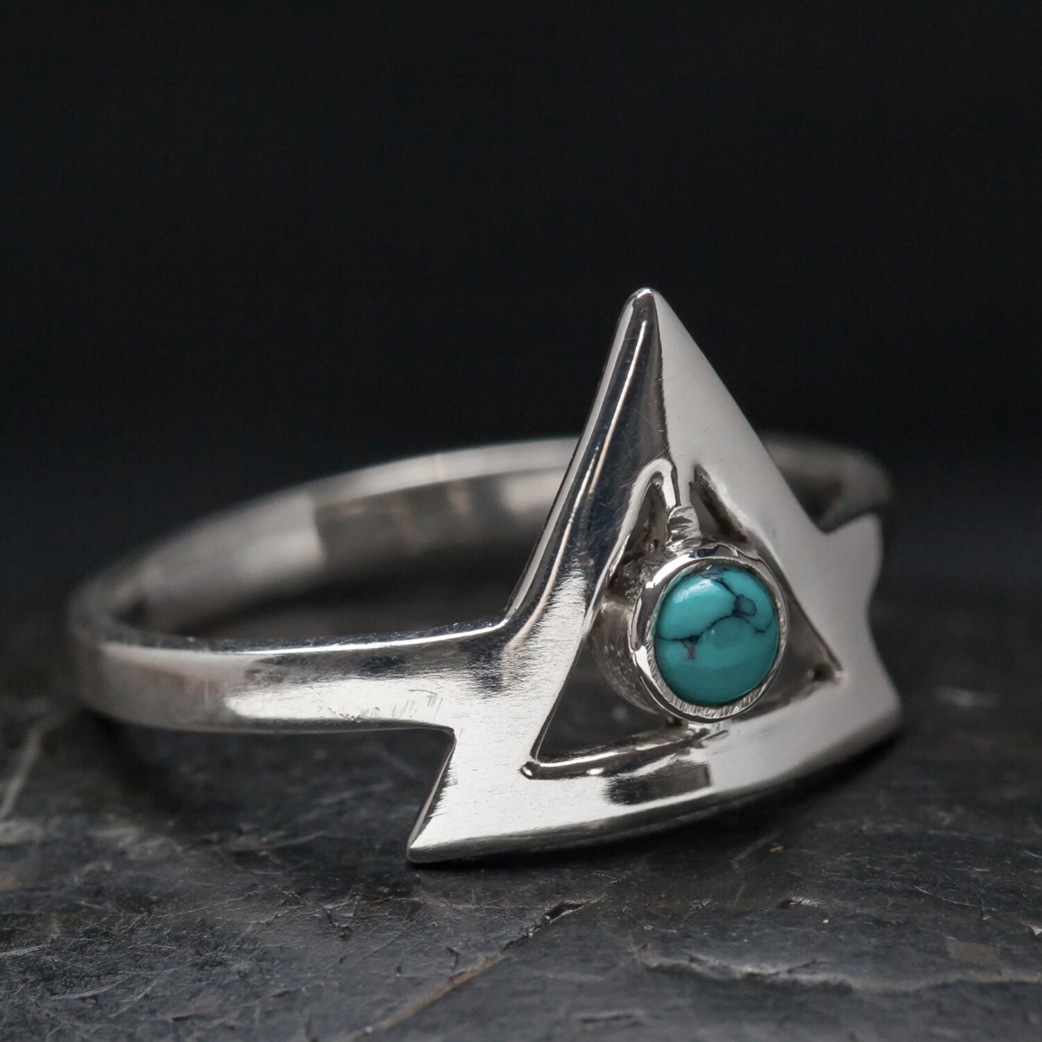 Sterling Silver Turquoise Triangle Ring - RB60