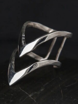 Sterling Silver Double Chevron Statement Ring RB48