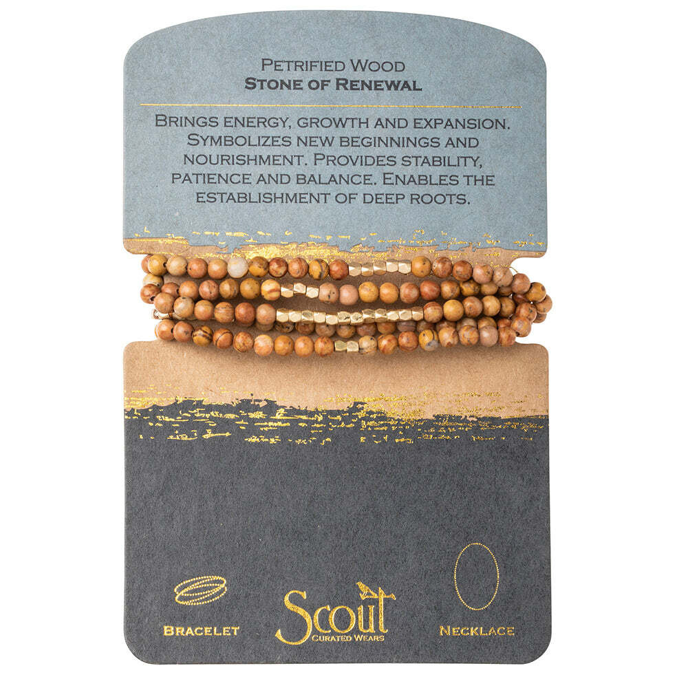 SW033 Stone Wrap Bracelet/Necklace - Petrified Wood