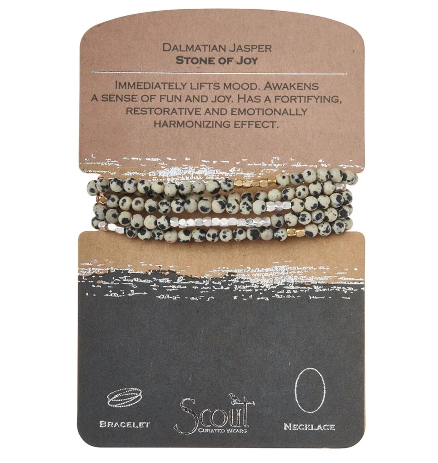SW043 Stone Wrap Bracelet/Necklace - Dalmatian Jasper