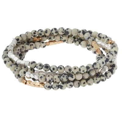 SW043 Stone Wrap Bracelet/Necklace - Dalmatian Jasper