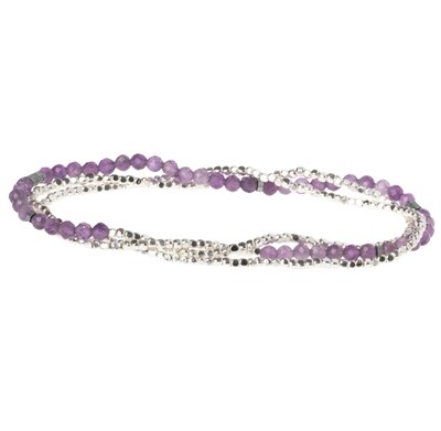 Amethyst/SV Delicate Stone Wrap Bracelet/Necklace - SD012