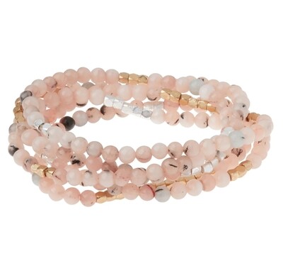 SW044 Stone Wrap Bracelet/Necklace - Morganite/Black Tourmaline