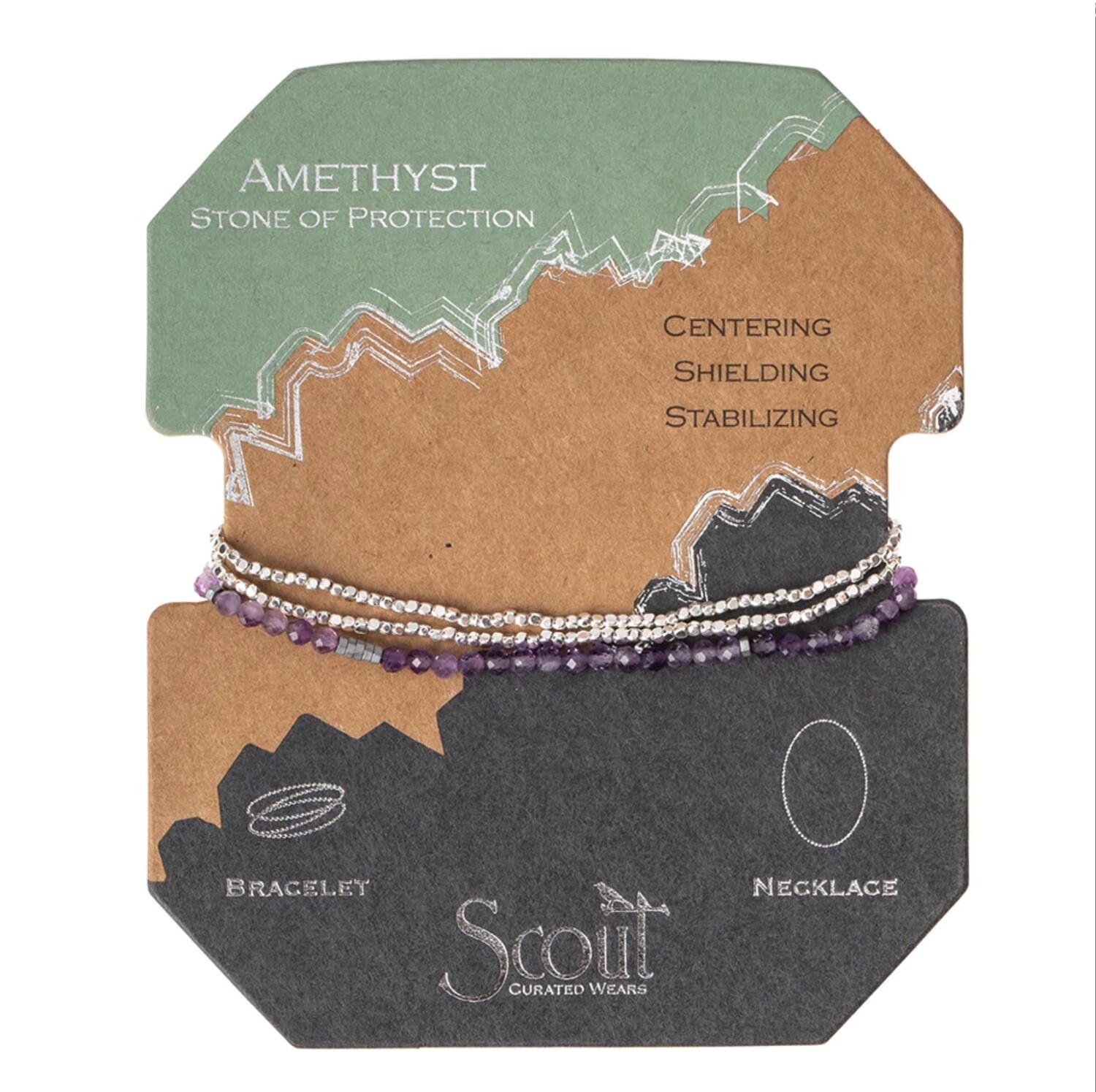 Amethyst/SV Delicate Stone Wrap Bracelet/Necklace - SD012