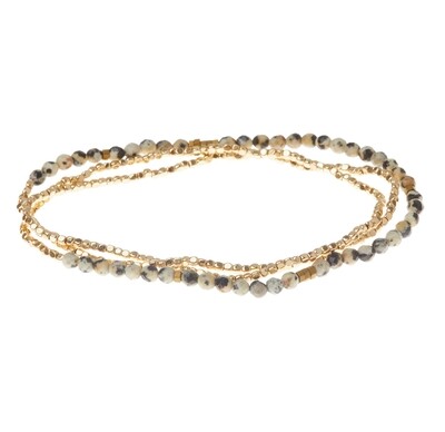 Dalmatian Jasper Delicate Stone Wrap Bracelet/Necklace - SD024