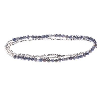Iolite &amp; Sunstone Delicate Stone Wrap Bracelet/Necklace - SD020