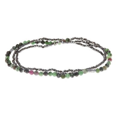 Ruby Zoisite Delicate Stone Wrap Bracelet/Necklace - SD025