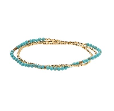 Turquoise/GD Delicate Stone Wrap Bracelet/Necklace - SD015