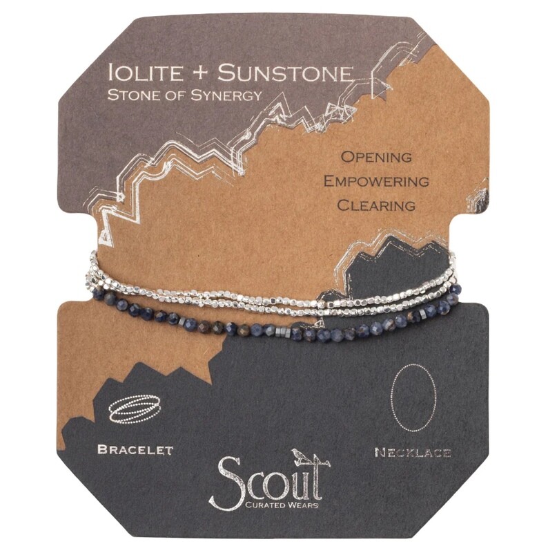 Iolite & Sunstone Delicate Stone Wrap Bracelet/Necklace - SD020 Iolite & Sunstone Delicate Stone Wrap Bracelet/Necklace - SD020