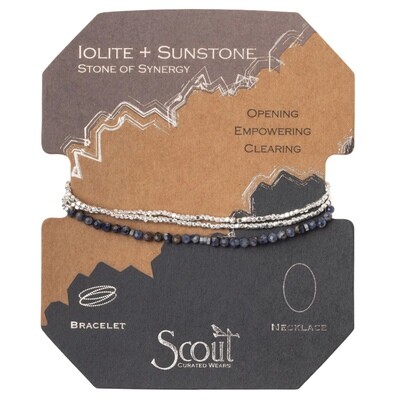 Iolite & Sunstone Delicate Stone Wrap Bracelet/Necklace - SD020