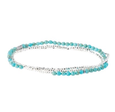 Turquoise/SV Delicate Stone Wrap Bracelet/Necklace - SD001
