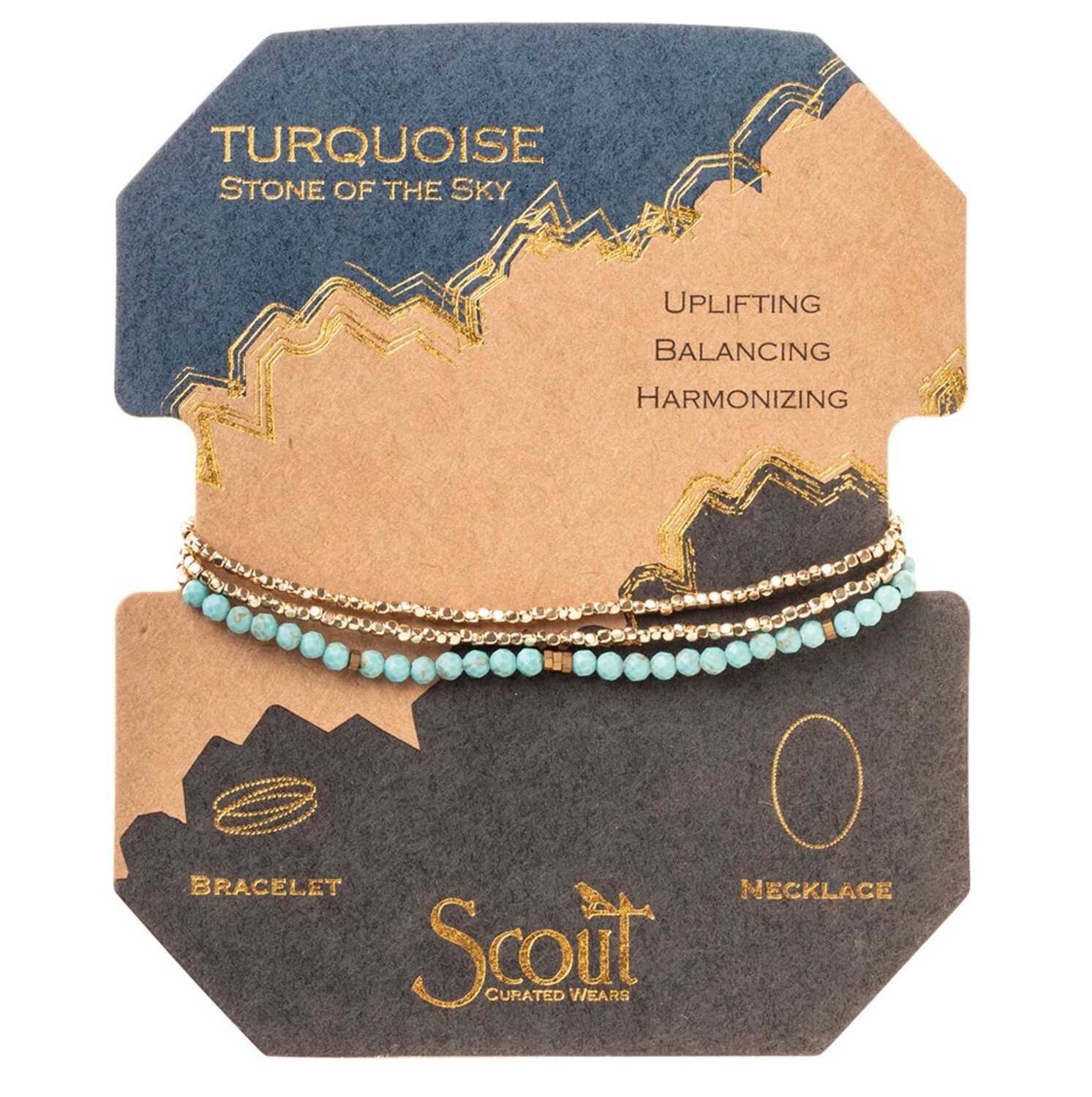 Turquoise/GD Delicate Stone Wrap Bracelet/Necklace - SD015
