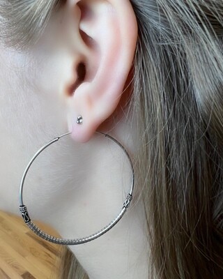 Sterling Silver Large Bali Hoops - ETM4574