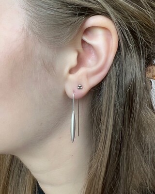 Sterling Silver Streamlined Matte Point Earrings - ETM3748