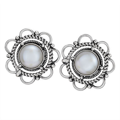 Sterling Silver Filigree Pearl Posts - P4900