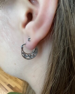 Sterling Silver Petite Hinged Flower Hoops - ETM1369