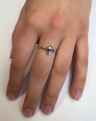 Sterling Silver Flying Solo Mushroom Ring - RW2289