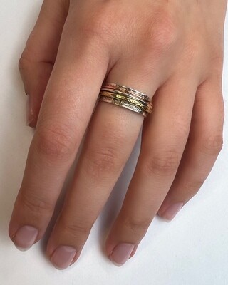 Tri-Tone Textured Spinner Ring - RB37