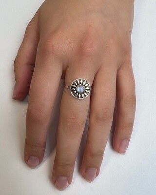 Sterling Silver Rainbow Moonstone Sun Ring RB45