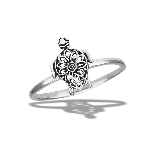Sterling Silver Filigree Turtle Ring - RW2292