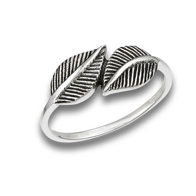 Sterling Silver Double Leaf Ring - RW3794