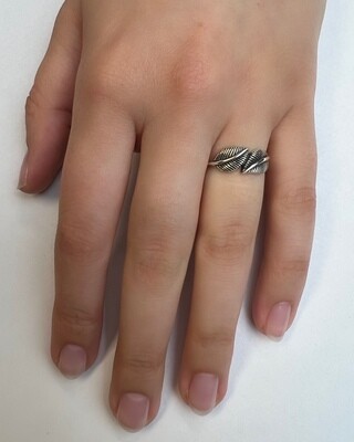 Sterling Silver Double Leaf Ring - RW3794