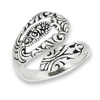 Sterling Silver Rose Spoon Style Ring - RW2937