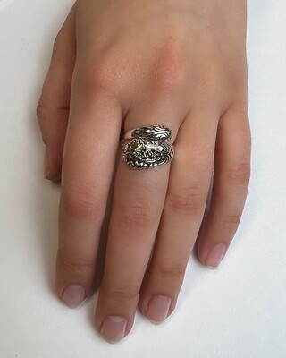 Sterling Silver Rose Spoon Style Ring - RW2937