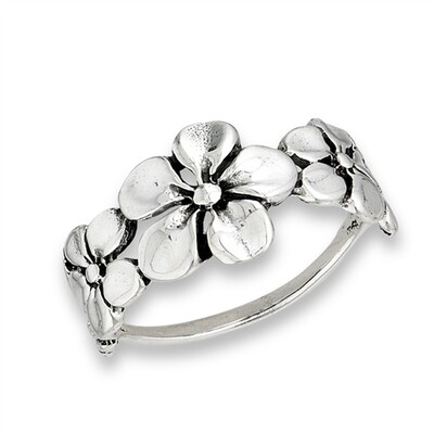Sterling Silver Triple Flower Ring - RW2909