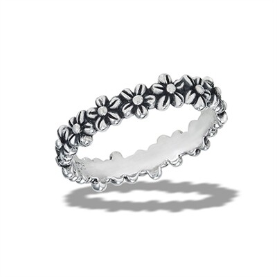 Sterling Silver Thick Flower Band - RW2270