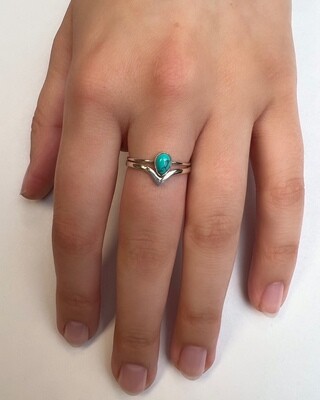 Sterling Silver Turquoise Chevron Band - RB40