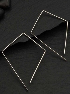 Sterling Silver Minimalist Diamond Wire Earrings - H12 3555