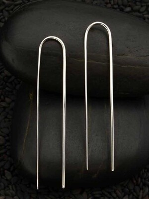Sterling Silver Minimalist U Pin Earrings - H12 3556