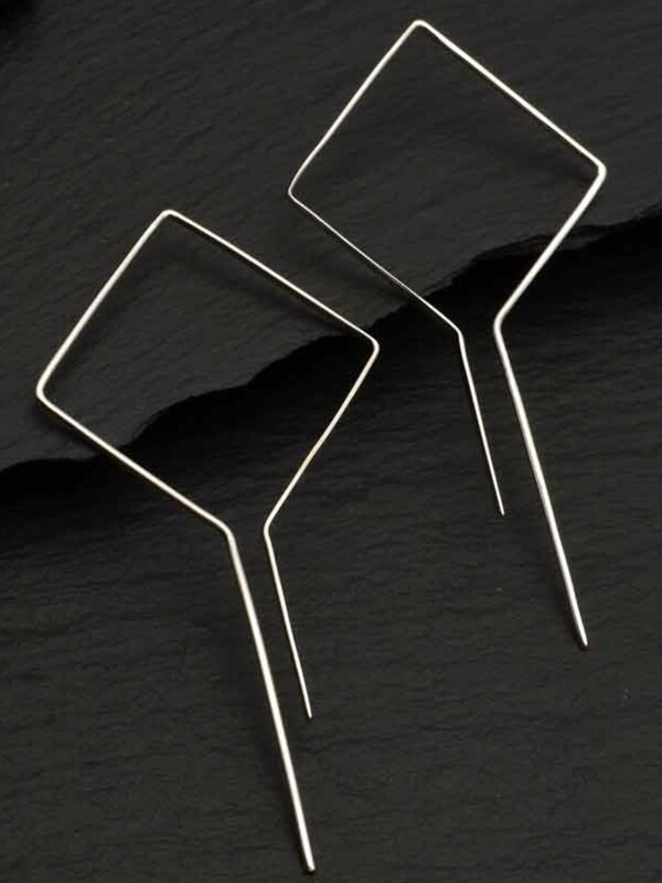 Sterling Silver Minimalist Diamond Wire Hoops - H12 3559
