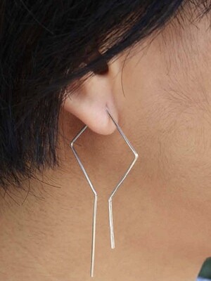 Sterling Silver Minimalist Diamond Wire Hoops - H12 3559